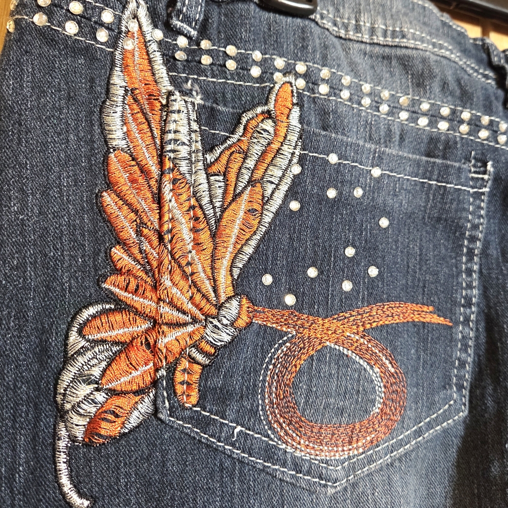 Rebel 25 Denim Jeans with Orange Embroidery